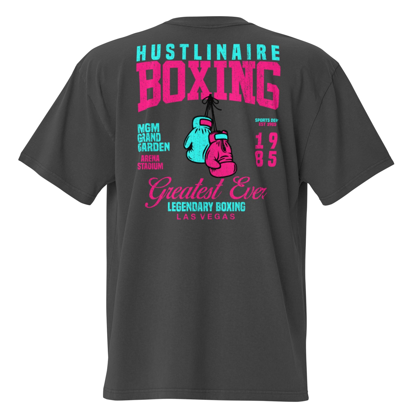 Hustlinaire Boxing Greatest Ever Oversized faded t-shirt